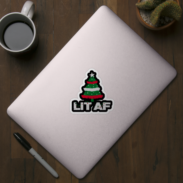 lit af christmas tree ugly sweater by crackdesign